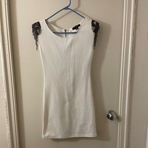 Better B. Ivory Bodycon Dress Decorative Shoulders